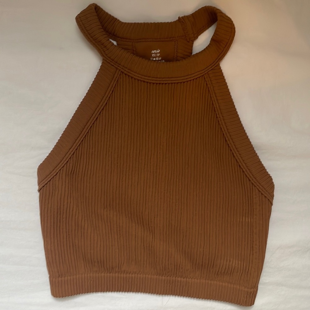 Brown ribbed tank top